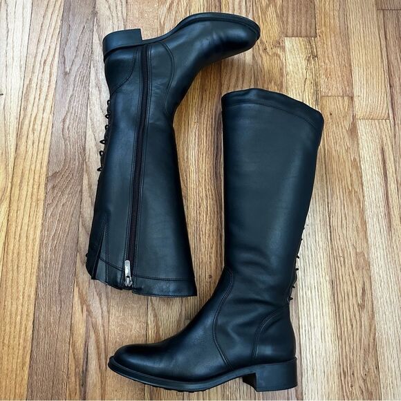 Andre Assous Shoes - Andre Assous Saddle Up Black Waterproof Leather Knee High Riding Boots